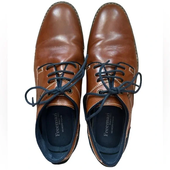 Freeman Men’s Morgan Memory Foam Brown & Navy Dress Shoe Size 8M - Picture 9 of 12